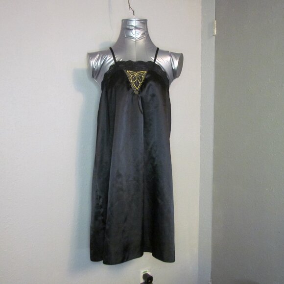 Coquette Girl Vintage Satin Slip with Gold Detailing - Picture 1 of 5